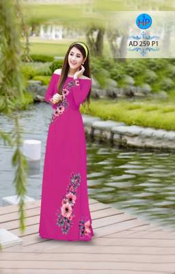 Vải áo dài hoa dây trên dưới-DT 2879