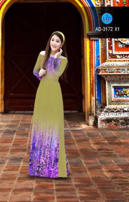 Vải áo dài hoa trên dưới-DT 2884