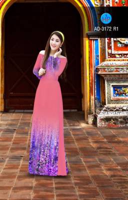 Vải áo dài hoa trên dưới-DT 2884