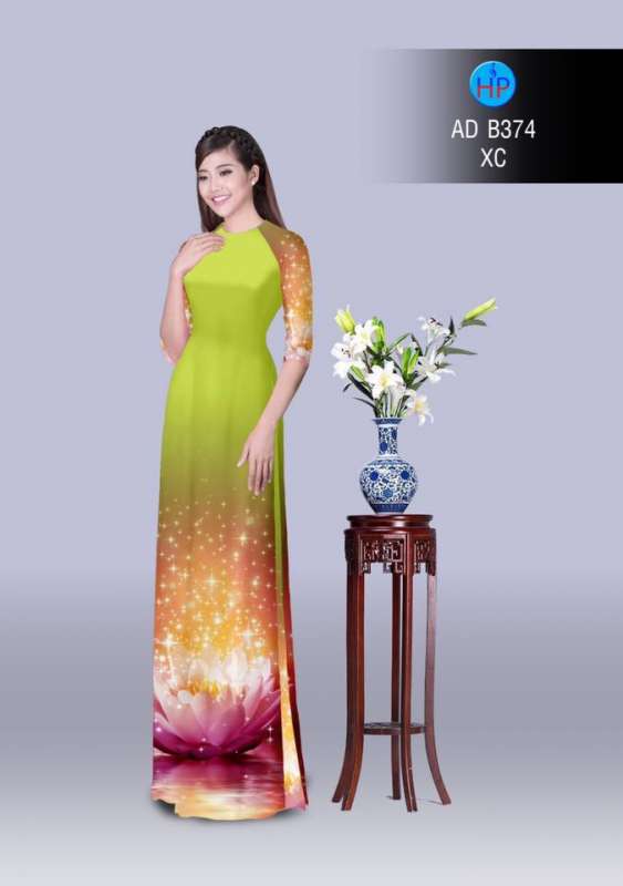 Vải áo dài hoa Sen 3D