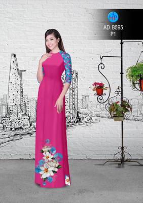 Vải áo dài hoa trên dưới-DT 2942