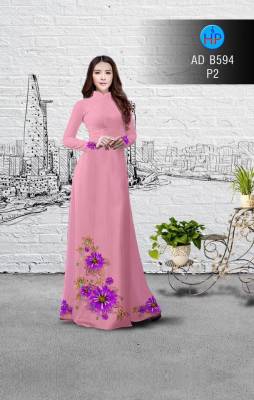 Vải áo dài hoa tím-DT 2943