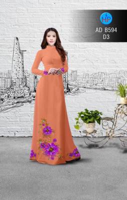 Vải áo dài hoa tím-DT 2943