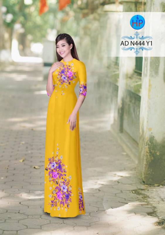 Vải áo dài hoa trên dưới