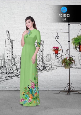 Vải áo dài hoa và chim-DT 2970