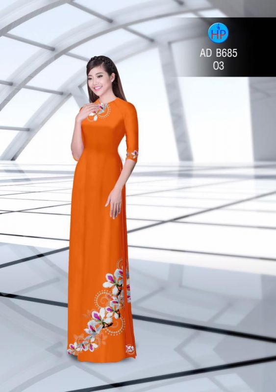 Vải áo dài hoa trên dưới