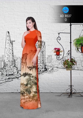 Vải áo dài phong cảnh Sơn Thủy-DT 3001