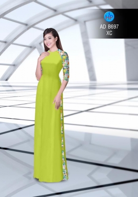 Vải áo dài trơn tay hoa-DT 3010