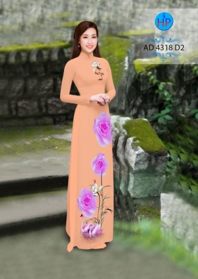 Vải áo dài hoa Hồng-DT 3011