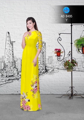 Vải áo dài hoa và chim-DT 3030
