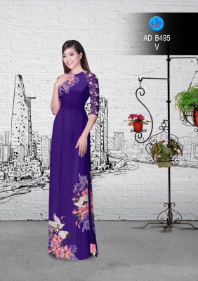 Vải áo dài hoa và chim-DT 3030