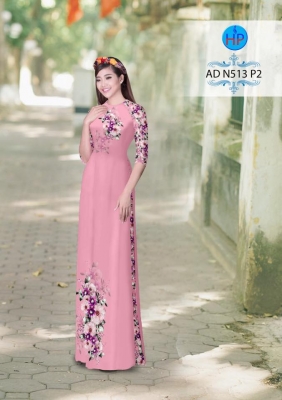 Vải áo dài hoa Hồng-DT 3035