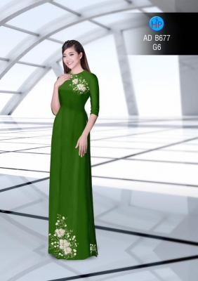 Vải áo dài hoa trắng-DT 3036