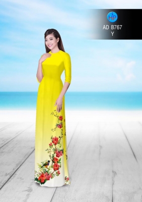 Vải áo dài hoa và chim-DT 3060