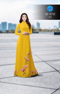 Vải áo dài cành hoa Hồng-DT 3063