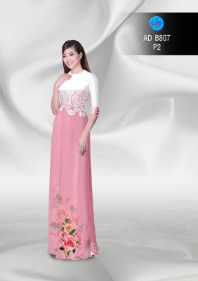 Vải áo dài hoa Hồng-DT 3070