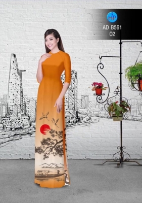 Vải áo dài cảnh non nước-DT 3077