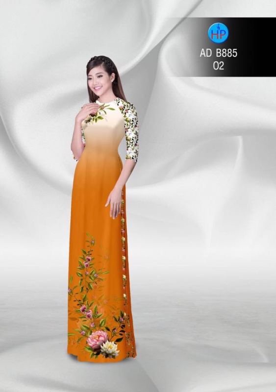 Vải áo dài hoa trên dưới