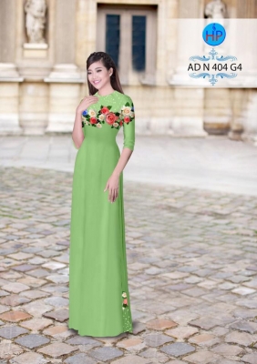 Vải áo dài hoa Hồng-DT 3179