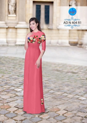 Vải áo dài hoa Hồng-DT 3179