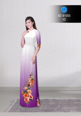 Vải áo dài hoa Hồng tà dưới-DT 3183