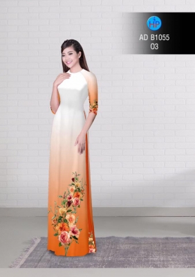 Vải áo dài hoa Hồng tà dưới-DT 3183
