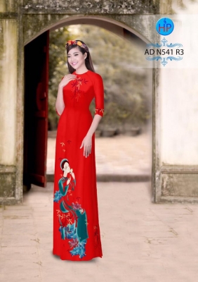 Vải áo dài hình thiếu nữ-DT 3201