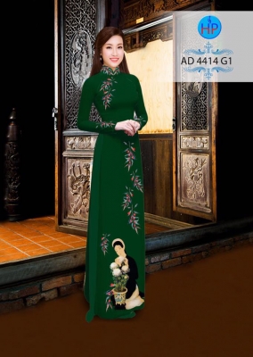 Vải áo dài hình thiếu nữ-DT 3202