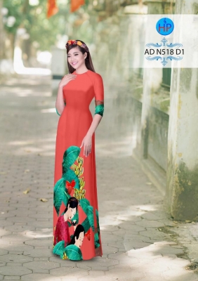 Vải áo dài hình thiếu nữ-DT 3203