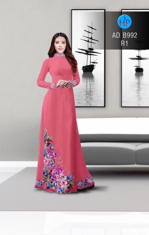Vải áo dài hoa chùm tà dưới