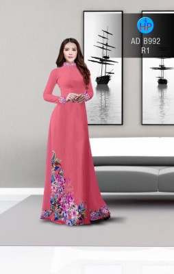 Vải áo dài hoa chùm tà dưới-DT 3219