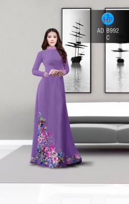Vải áo dài hoa chùm tà dưới-DT 3219