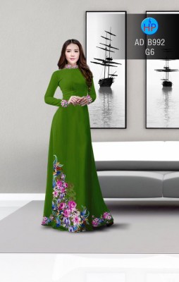 Vải áo dài hoa chùm tà dưới-DT 3219