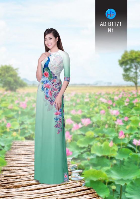 Vải áo dài chim Công
