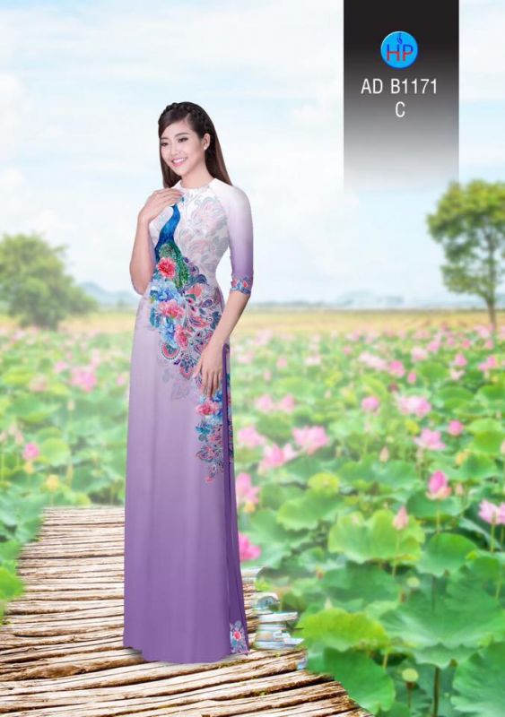 Vải áo dài chim Công