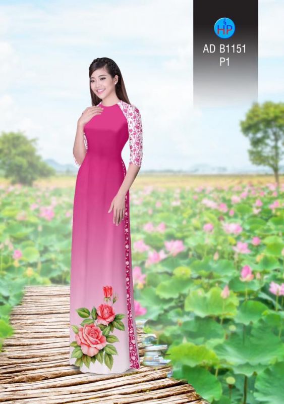 Vải áo dài hoa Hồng