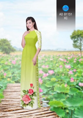 Vải áo dài hoa Hồng-DT 3280