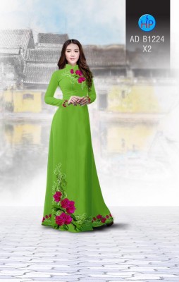 Vải áo dài hoa Hồng-DT 3289