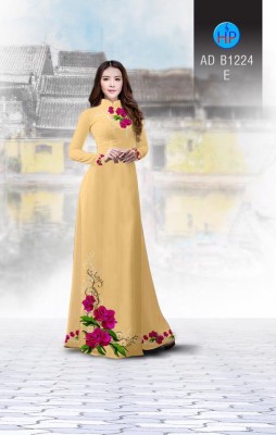 Vải áo dài hoa Hồng-DT 3289