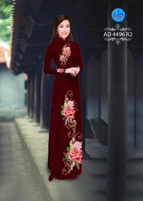 Vải áo dài hoa Hồng