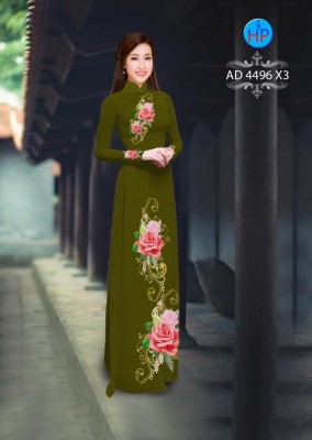 Vải áo dài hoa Hồng-DT 3292