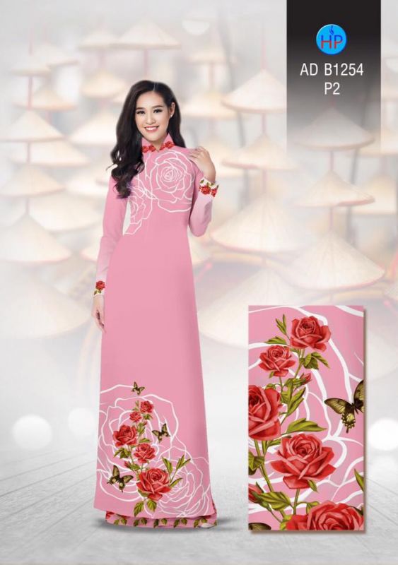 Vải áo dài hoa Hồng