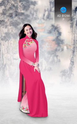 Vải áo dài hoa Hồng-DT 3327