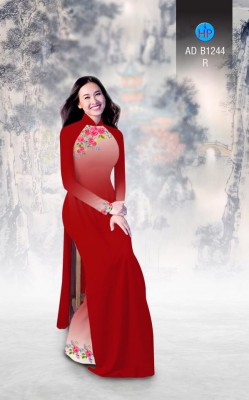 Vải áo dài hoa Hồng-DT 3327