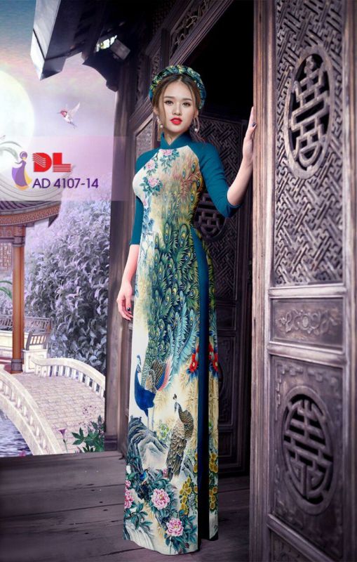 Vải áo dài chim Công