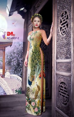 Vải áo dài chim Công-DT 3352