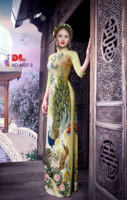 Vải áo dài chim Công-DT 3352