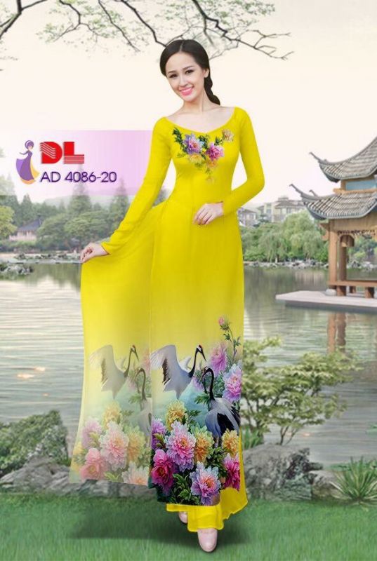 Vải áo dài hoa và chim