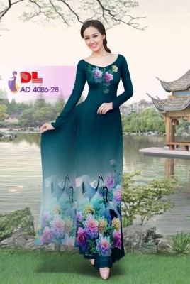 Vải áo dài hoa và chim-DT 3354