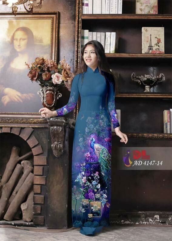Vải áo dài chim Công